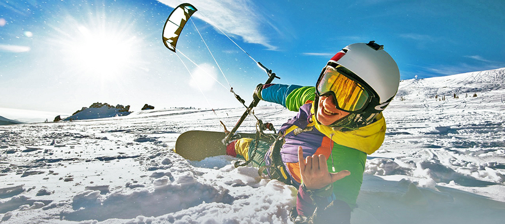 Зимний кайтинг в Москве (Snowkiting)